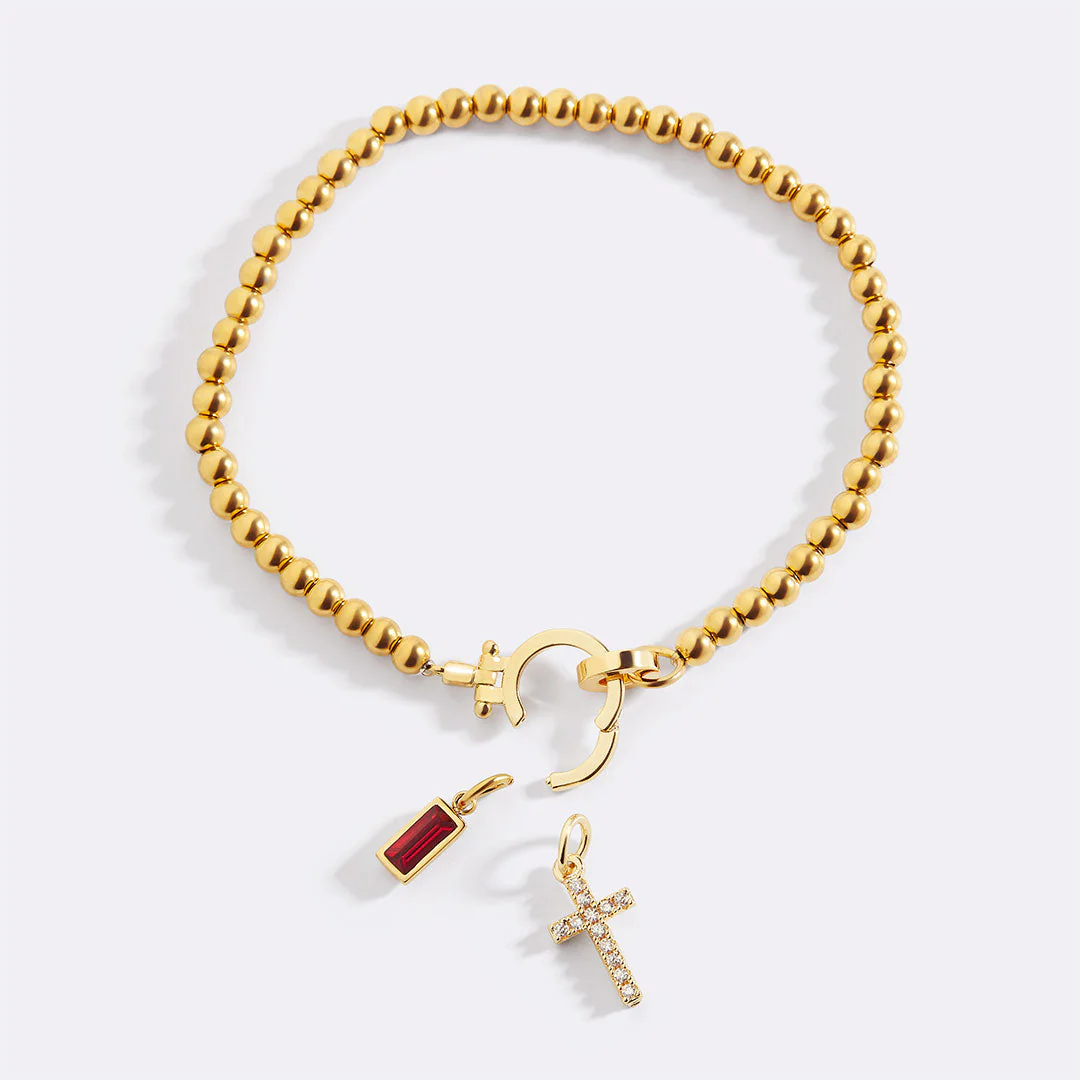 Cross Charm Birthstone Bracelet - Image 3