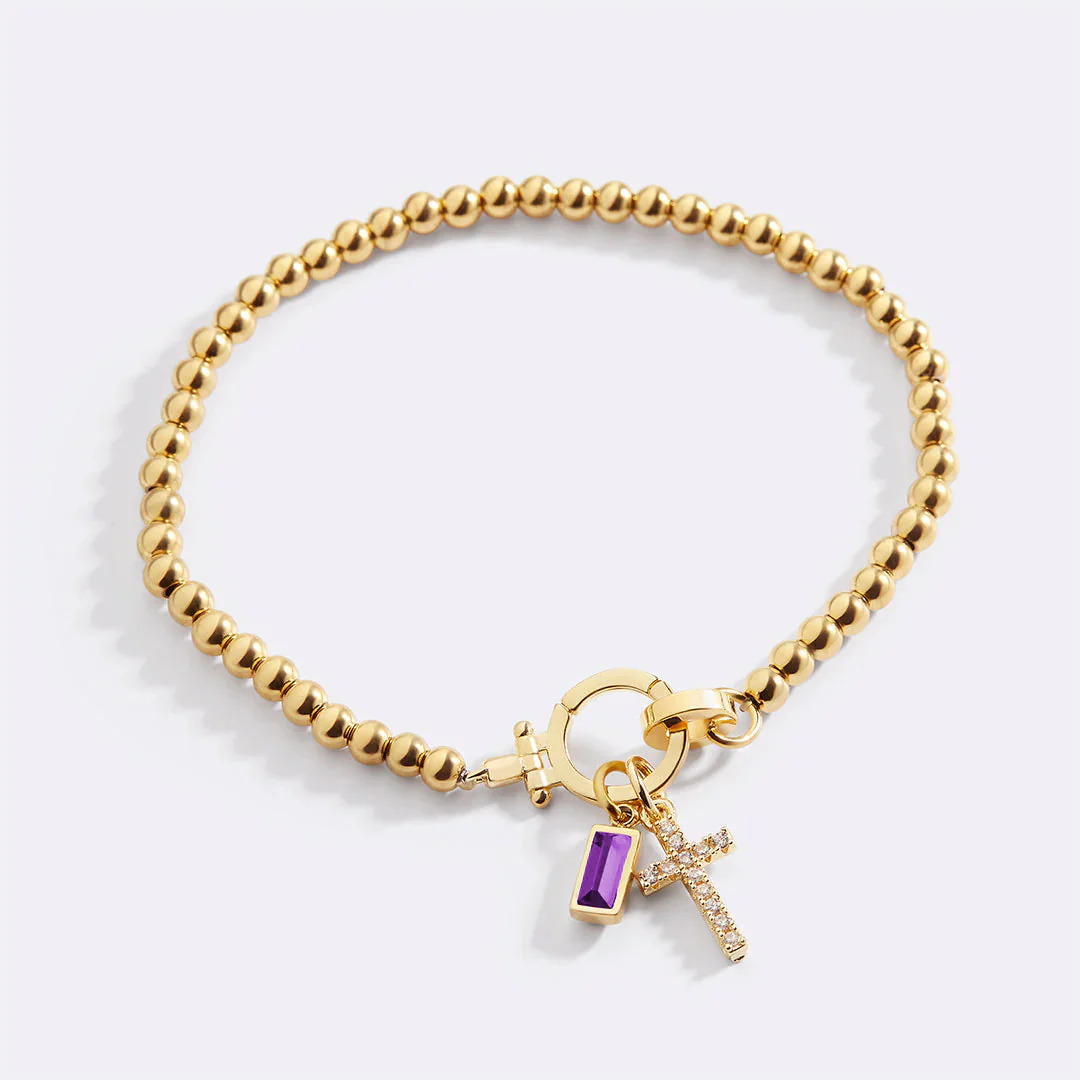Cross Charm Birthstone Bracelet - Image 5