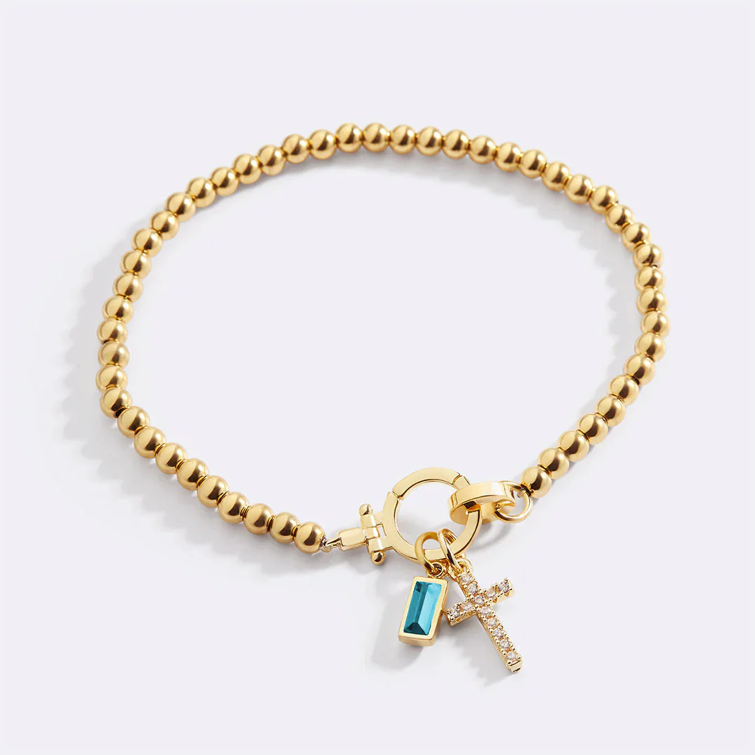 Cross Charm Birthstone Bracelet - Image 6