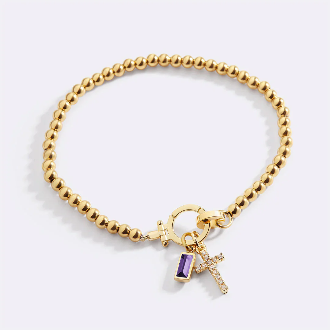 Cross Charm Birthstone Bracelet - Image 9