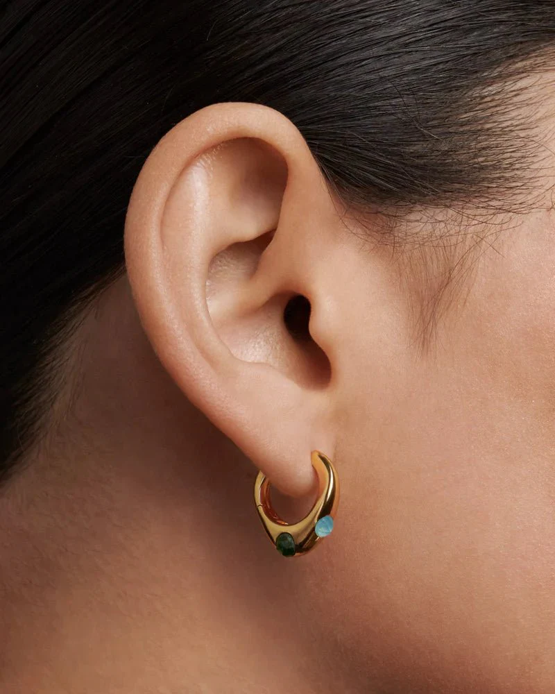 Coral Hoops Earrings - Image 3