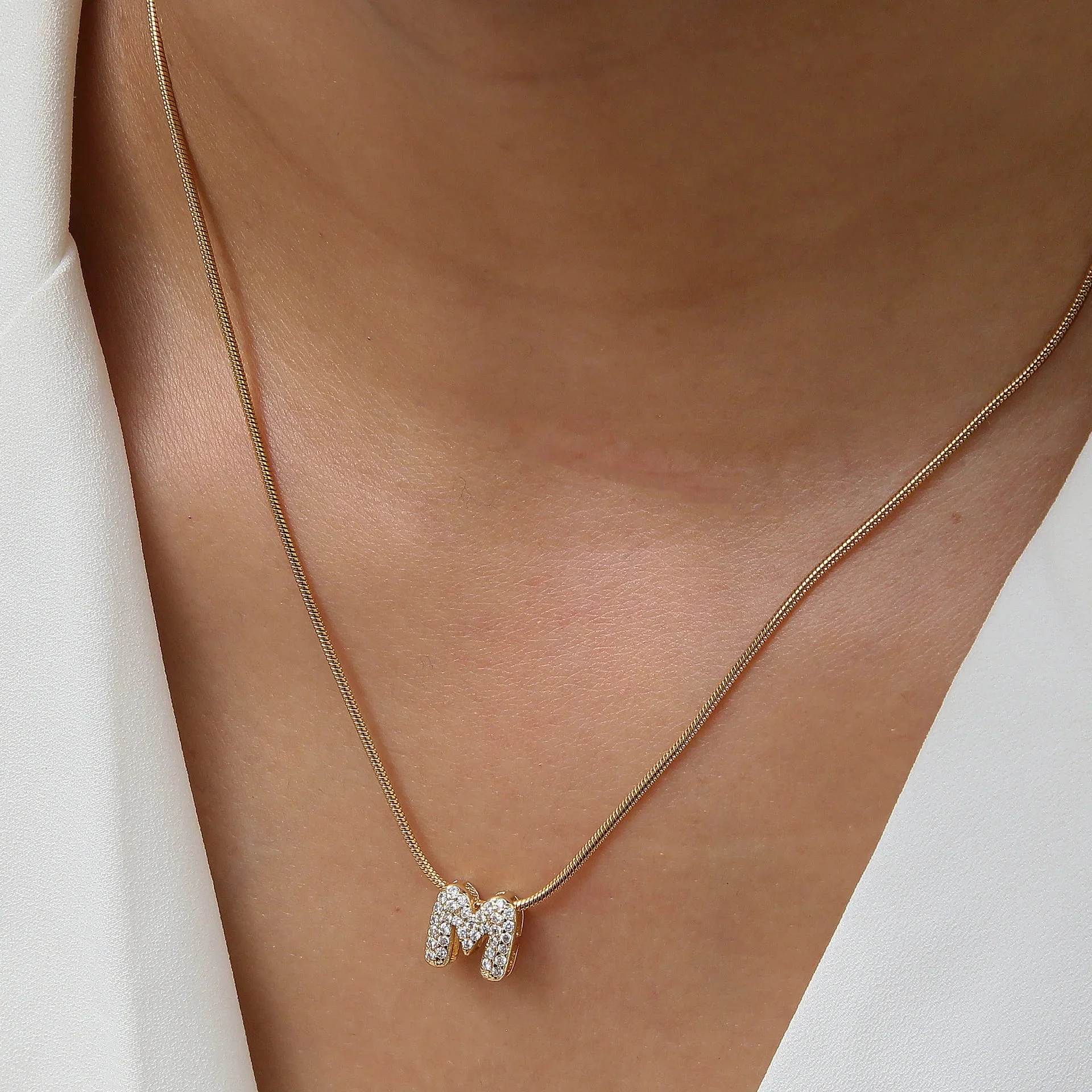 Mini Zircon Letter Necklace - Image 3