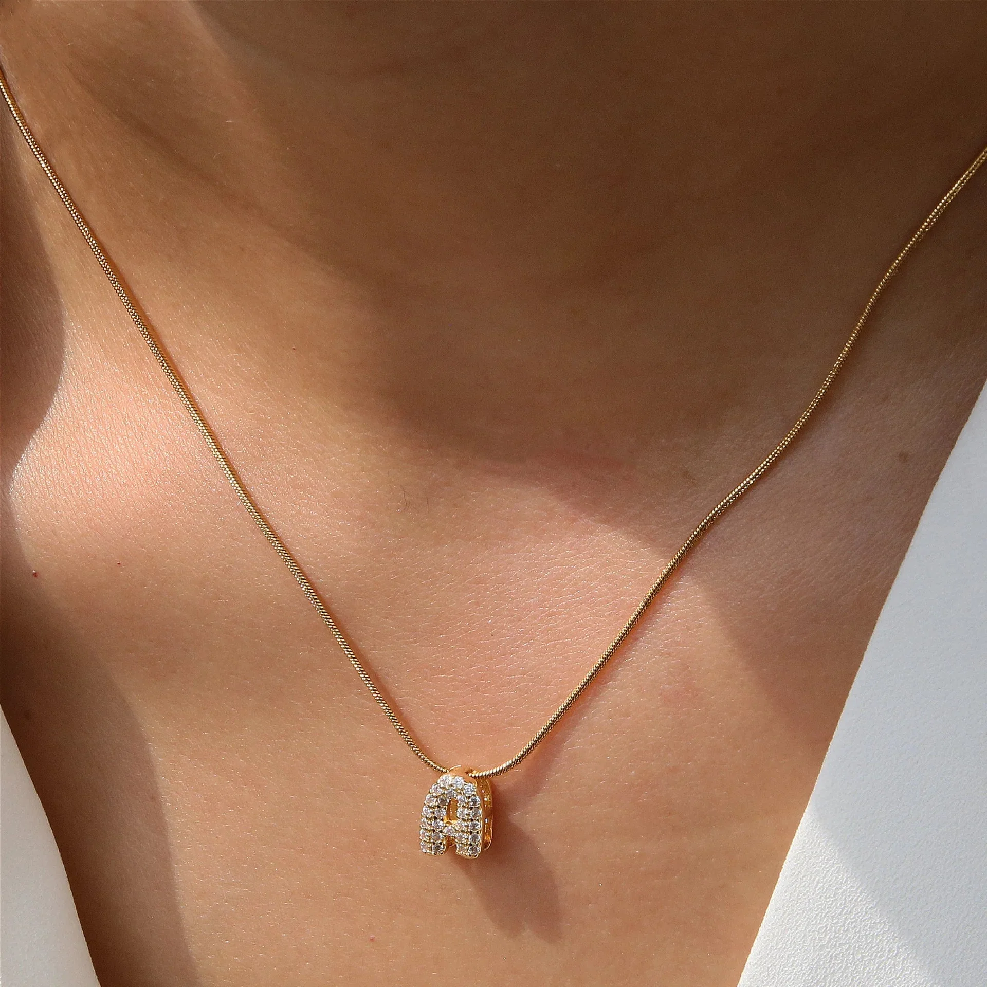 Mini Zircon Letter Necklace - Image 4