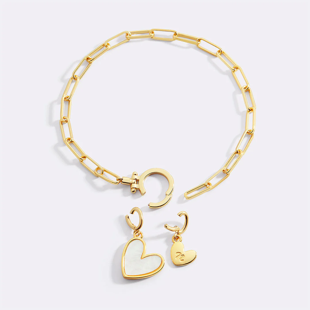 Mother Of Pearl Initial Heart Charm Bracelet - Image 4