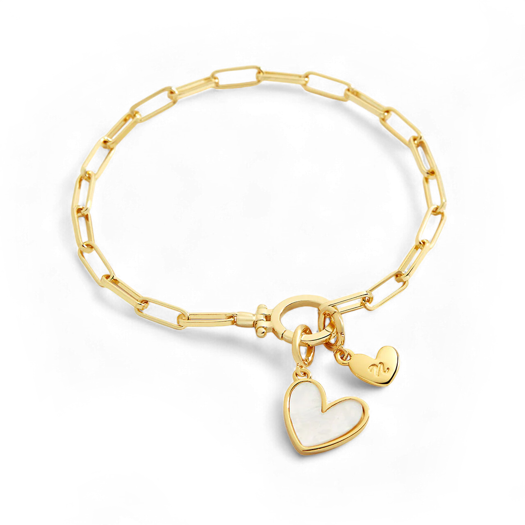 Mother Of Pearl Initial Heart Charm Bracelet - Image 5