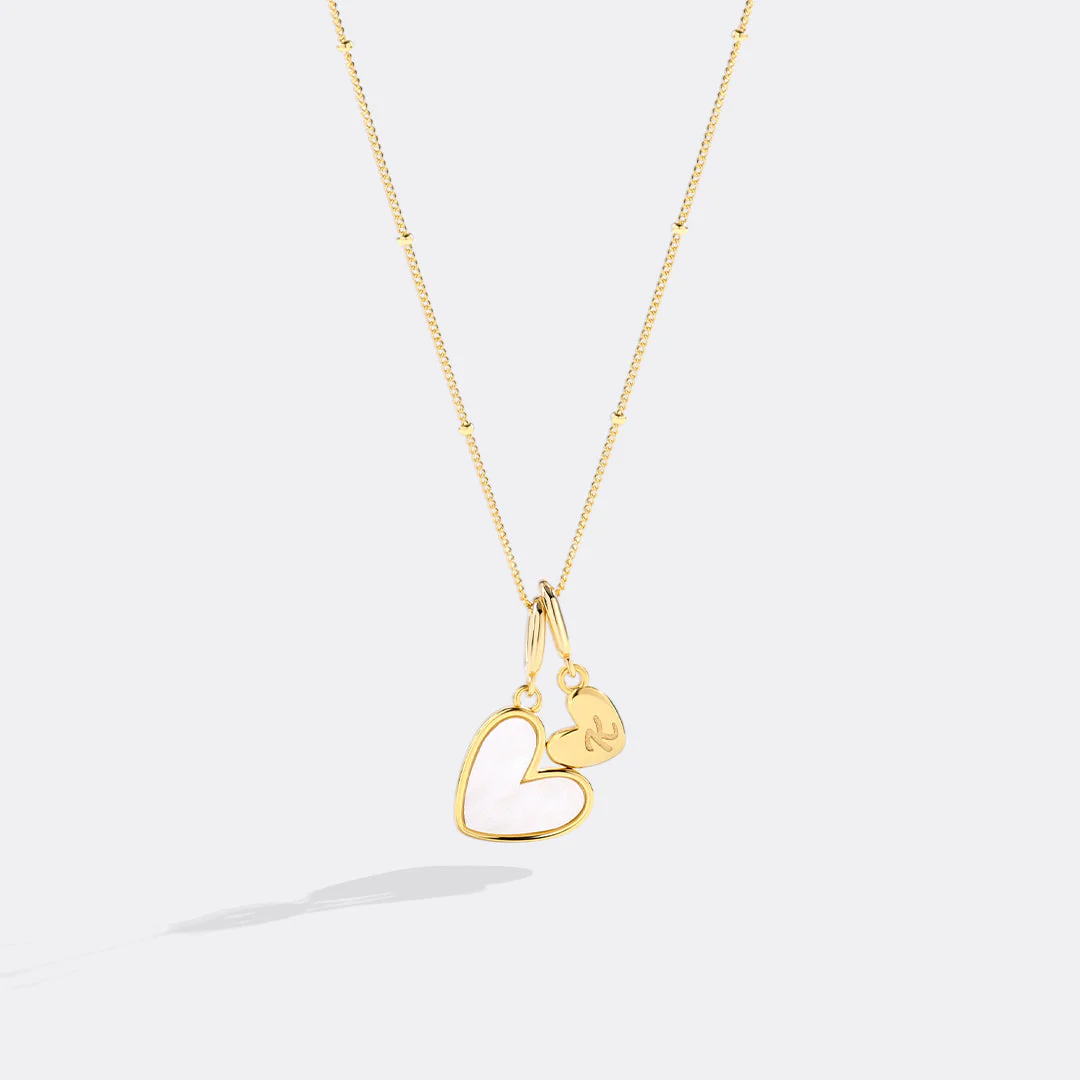 Mother Of Pearl Heart Initial Necklace - Image 15