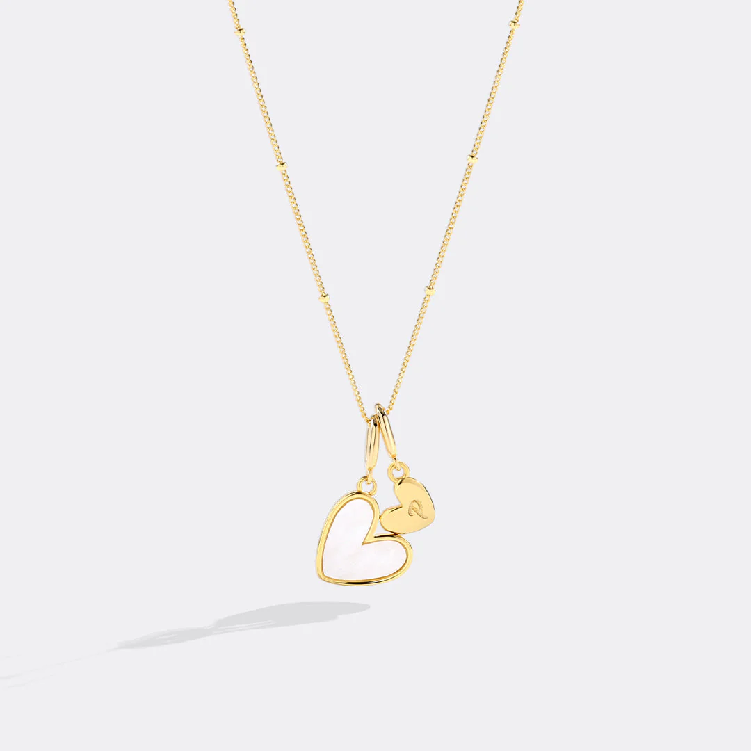 Mother Of Pearl Heart Initial Necklace - Image 20