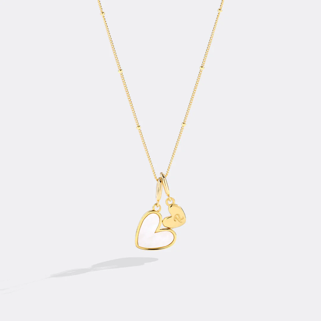 Mother Of Pearl Heart Initial Necklace - Image 22