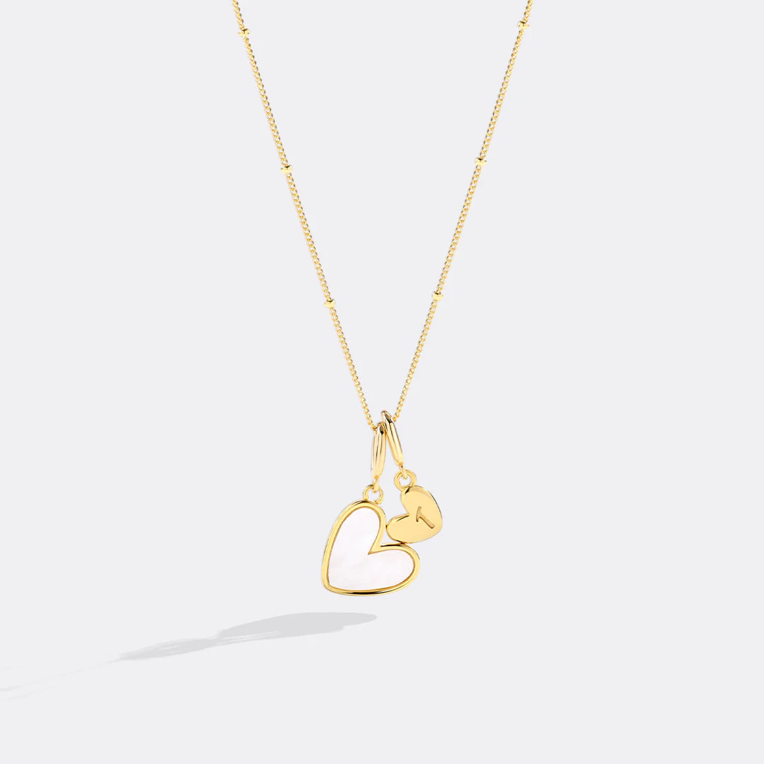 Mother Of Pearl Heart Initial Necklace - Image 24
