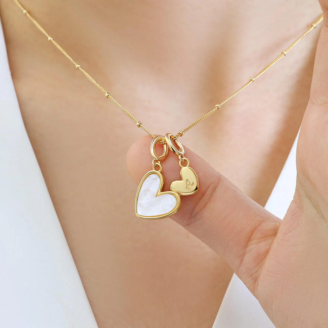Mother Of Pearl Heart Initial Necklace - Image 3