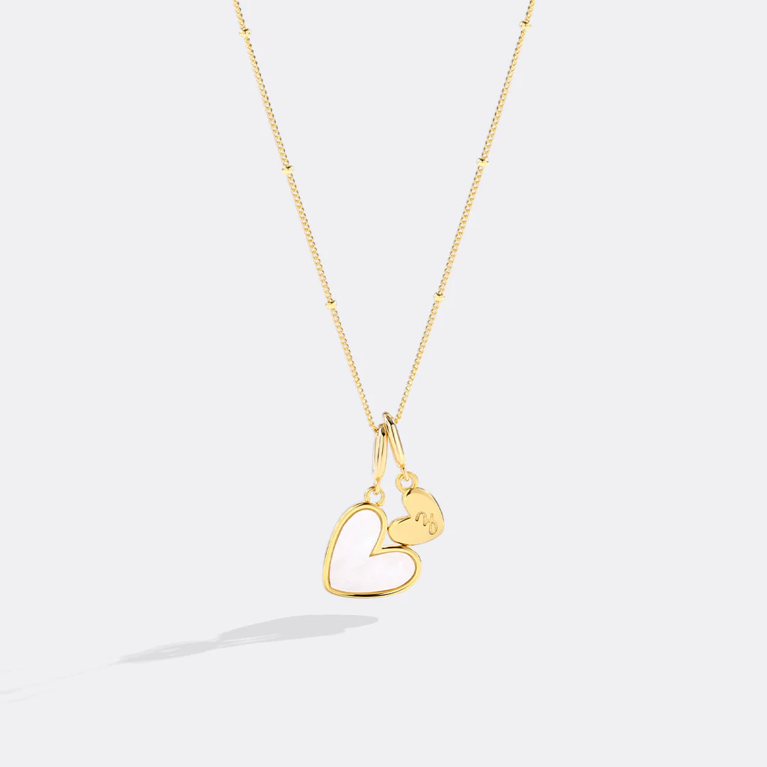 Mother Of Pearl Heart Initial Necklace - Image 30