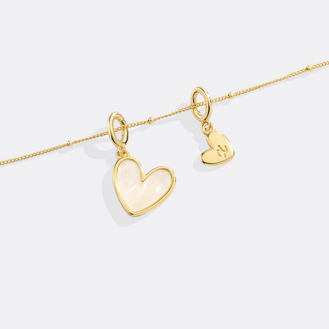Mother Of Pearl Heart Initial Necklace - Image 4