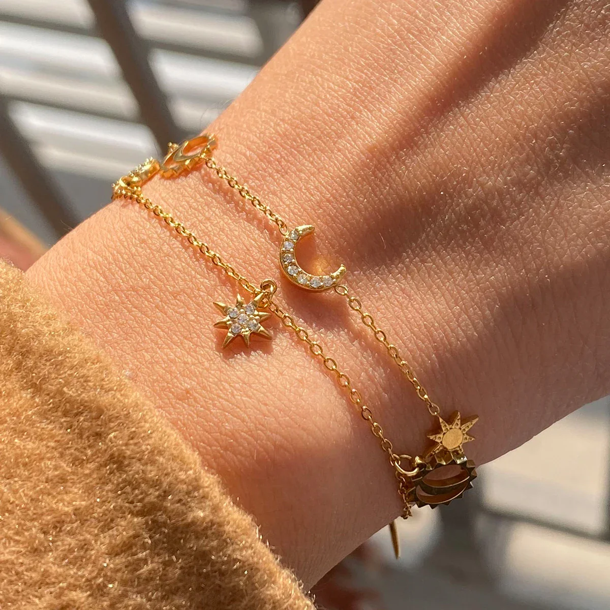 Star & Moon Charms Bracelet - Image 3